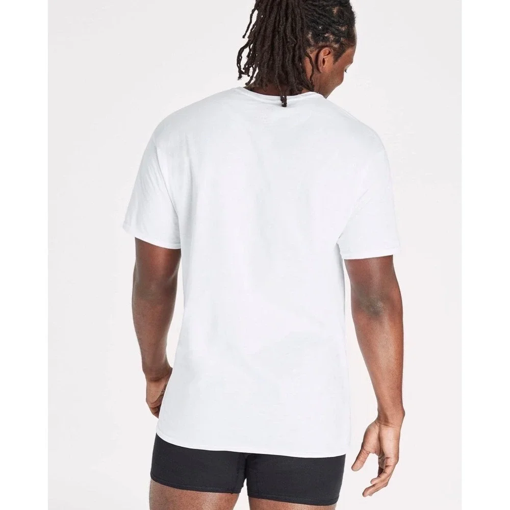 NEW Hanes Ultimate Tall Man White Crew Neck T-Shirts 4 Pack Soft Cotton Tagless
